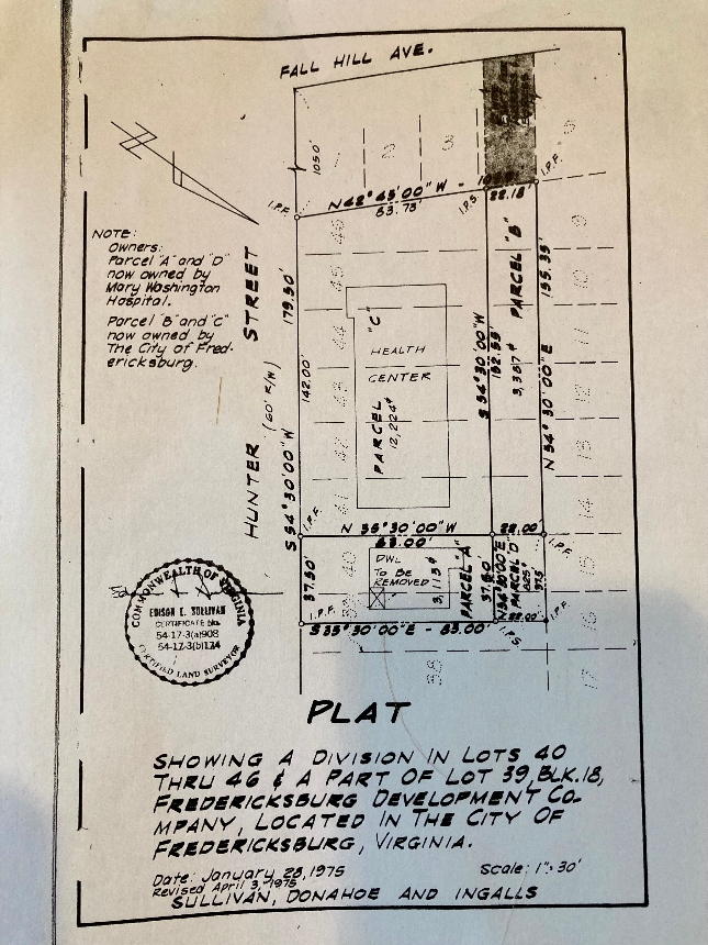 Plat from 1975, showing underlying lots on a portion of the property where Mary's Landing is proposed.